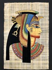 Vintage Authentic Hand Painted Egyptian Papyrus Queen Cleopatra 16x24” picture