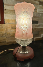 Vintage 1930's Art Deco Glass Sunburst Cylinder Boudoir Vanity Lamp Pink Finish picture
