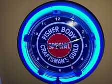 Fisher Body Repair Shop Auto Garage Man Cave Neon Wall Clock Advertising Sign picture