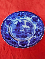 Antique Flow Blue Dinner Plate FAIRY VILLAS Leone China by W Adams & Co. 7 3/4