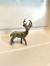 Vintage Pewter Miniature Deer Buck  2” Animal Figurine Silver Stag Collectible picture