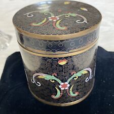 Late 1800’s Chinese Cloisonne Enamel Metal Tea Caddy W Lid Apx 3.5 By 3.5 picture