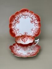 Foley Shelley China Wileman Cameo Rust Teacup Saucer Plate Snowdrop-shape Trio picture