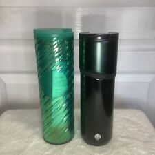 Lot Of 2-NEW Starbucks 2022 Pine Textured Twist & Stainless 2021 16oz Tumbler picture