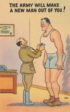1940s WW2 Tichnor Postcard The Army Will Make A Man Out Of You Comic Art Vintage picture