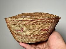 Vintage Pacific Northwest Coast Salish Cedar Root Grass Basket w. Duck Pattern. picture