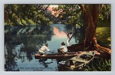 Swanee River, FL-Florida, Fishing Along River Antique, Vintage Souvenir Postcard picture