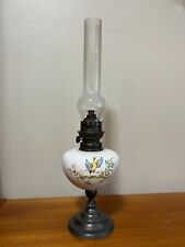 Vintage Les Etains de L'abbaye French Ceramic and Pewter Oil Lamp, 19 3/4