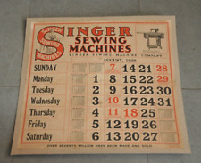Vintage Singer Swing Machine Ad August 1938 Paper Calendar ,Britain picture