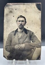 Antique 1865 Civil War Era Metal Tin Photo Of William Henry Massey picture