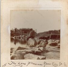 THE LONE FISHERMAN Photograph Forest City Iowa Young Boy Fishing June 1897 picture