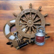 Vintage Burwood Nautical Clipper Ship Wheel Plaque Wall Hanging Sailing Naval picture