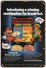 1989 Nintendo Mario Zelda cereal system print AD Reproduction Metal sign picture