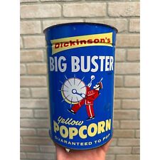 Vintage 1960s Dickinson's Big Buster Popcorn Tin Can 10lbs Empty Advertising Kit picture