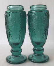 Vintage Indiana Tiara Salt & Pepper Shakers Teal Depression Glass Style picture