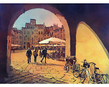 Lucca, Italy fine art watercolor painting. Watercolor painting Lucca art (print) picture