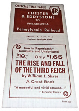 APRIL 1962 PRR CHESTER, PA EDDYSTONE, PA FORM 205 OFFICIAL TIME TABLE picture