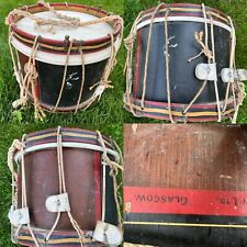 Antique 1800s Scottish Peter Henderson Glasgow LTD Military Wood Drum SIGNED 17