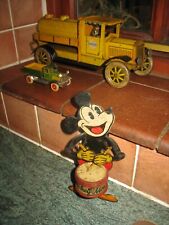RARE MICKEY MOUSE TINPLATE TOY GERMANY DISTLER 1930 TIN DRUM PLAYER WALT DISNEY picture