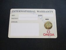 NOS Open/Blank White OMEGA Watch International Warranty Card w/ Source Code ONLY picture