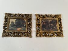 Vintage Pair of Small Art Truart Portrait Pictures 5x7 Gold Ornate Hollywood Reg picture