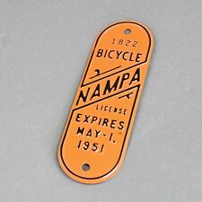 NOS 1951 Bicycle License Plate - Nampa Idaho Vintage picture