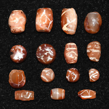 15 Ancient Etched Carnelian Beads in good Condition over 2000 Years Old picture