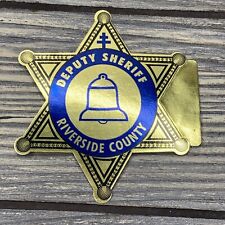 Vintage Deputy Sheriff Riverside County Car Decal Sticker Gold Blue Star  picture