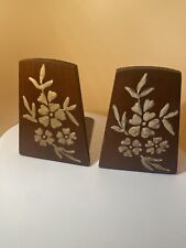 Vintage Wood & White Floral Application Book Ends picture