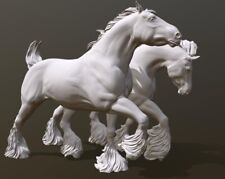Breyer 1/9 Model Horse Shire Horse Pair Pull Mares Set Of Two- White Resin picture