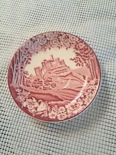 Vintage Enoch Woods Wood & Sons Harlech Castle Dish Saucer Red Transfer-Ware picture