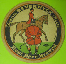 BEVERWYCK BEER 1930s COASTER Mat w/ MAN watching Horse & RIDER, Albany, NEW YORK picture