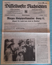 VINTAGE NEWSPAPAER Proclamation of George VI December 12, 1936 GERMANY GERMAN picture