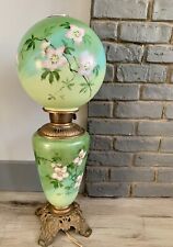 Large Victorian Era Globe Hand Painted  Lantern Electric 26 Inches Green picture