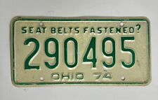 1974 Ohio License Plate 290495 Seat Belts Fastened? picture