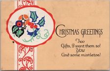 1924 CHRISTMAS GREETINGS Art Deco Postcard 