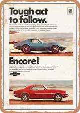 METAL SIGN - 1968 Chevy Corvette Sting Ray Coupe and Camaro SS Coupe Vintage Ad picture