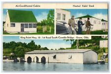 c1930's King Point Cowskin Bridge Grove Oklahoma OK Multiview Vintage Postcard picture