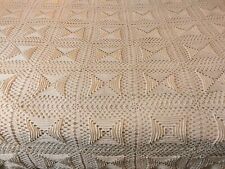 Vintage Homemade Heavy Cotton Crochet Bedspread Off White 102