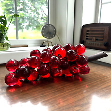 VTG Red Lucite Acrylic Grapes Mid Century MCM Retro 1960s Grape Cluster picture
