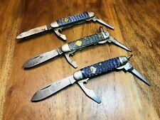 Rare Vintage Cub Scout Pocket Knives Camillus Blue Black Purple USA (Lot of 3) picture