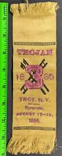Antique 1885 Trojan Fire Co Department Troy New York Embroidered Ribbon picture