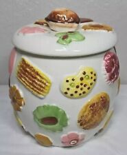 VTG Large 1950s NAPCO Cookies All Over Cookie Jar Canister Walnut Knob  picture