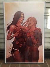 WONDER WOMAN & SUPERGIRL GORGEOUS 11X17 SIGNED ART PRINT BY JENNY FRISON 2018 picture