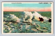 Cape Henry VA-Virginia, Among the Breakers, Antique Vintage Souvenir Postcard picture
