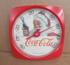 Vintage Coca Cola 12 Inch Square Hanging Thermometer Christmas Santa 1990s picture