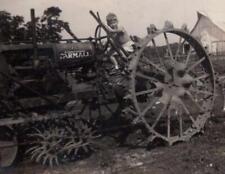 1950's PHOTO ANTIQUE FARMALL TRACTOR + STANDARD OIL TRUCK + BARN + SILO*SNAPSHOT picture