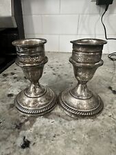 Vtg Fisher Weighted 830 Silver Candle Holders, 4.5x3.25in picture