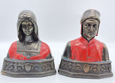 Vintage Marion Bronze Dante & Beatrice Bookends - GOOD CONDITION picture