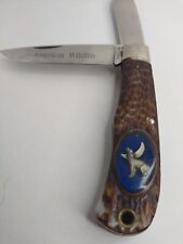 Vintage Two Blade Camillus American Wildlife Folding Pocketknife #10 (Wolf) picture